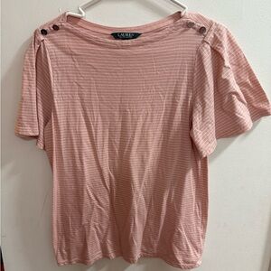 Lauren Ralph Lauren Women's Pink Striped Tee Size M‎